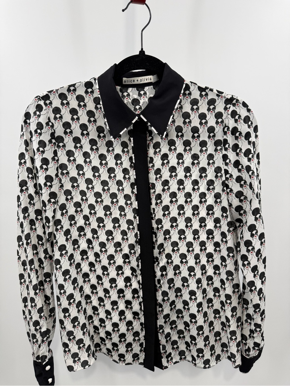 Alice + Olivia Willa Sassy Stace Face Silk Blouse Size XS - Picture 2 of 9